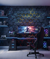 Hexágonos Gamer con Detalles Estilo Neón