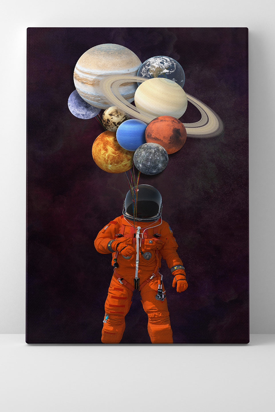 Astronauta con Globos de Planetas