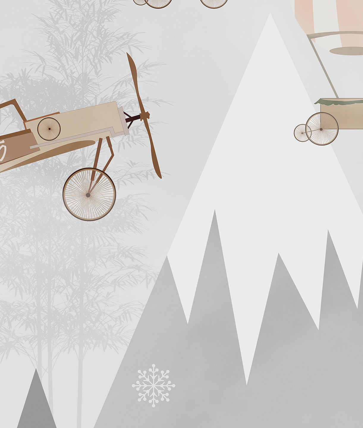 Paisaje Montañas, Globos y Aviones