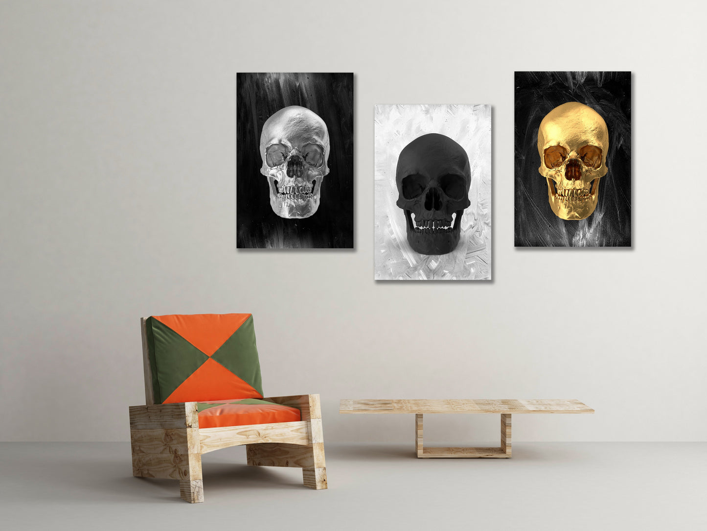 Canvas Decorativo Calavera Plateada