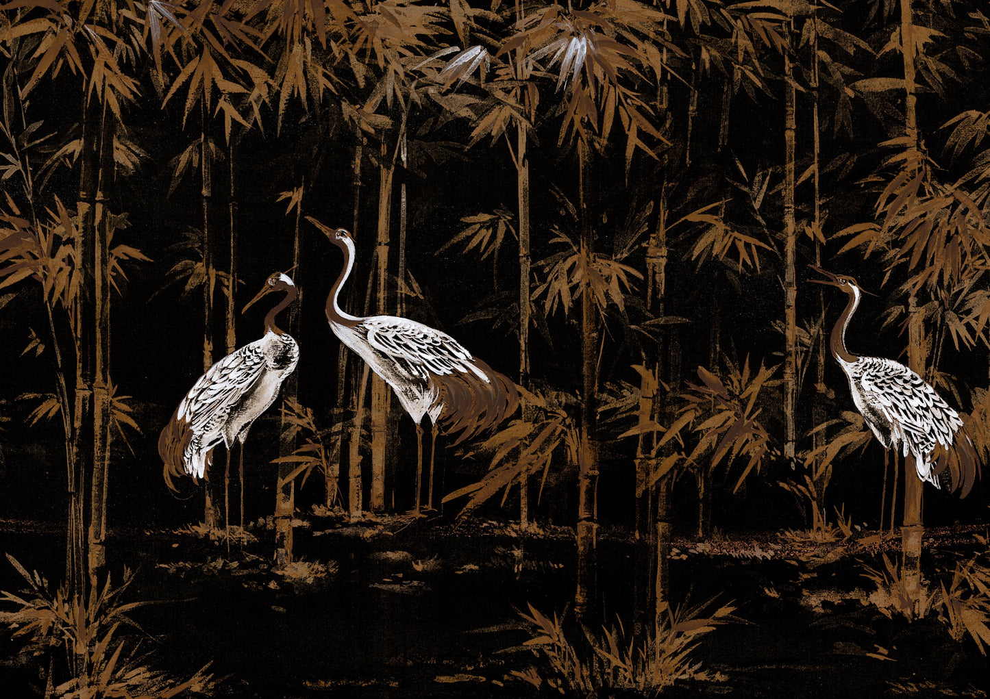 Garzas en Bosque de Bamboo - Midnight