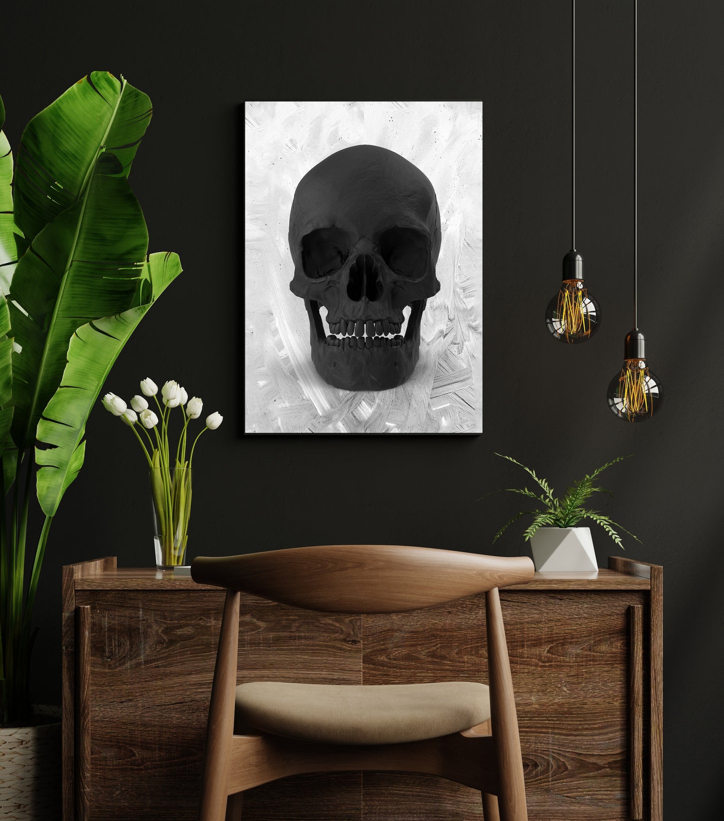 Canvas Decorativo Calavera Negra
