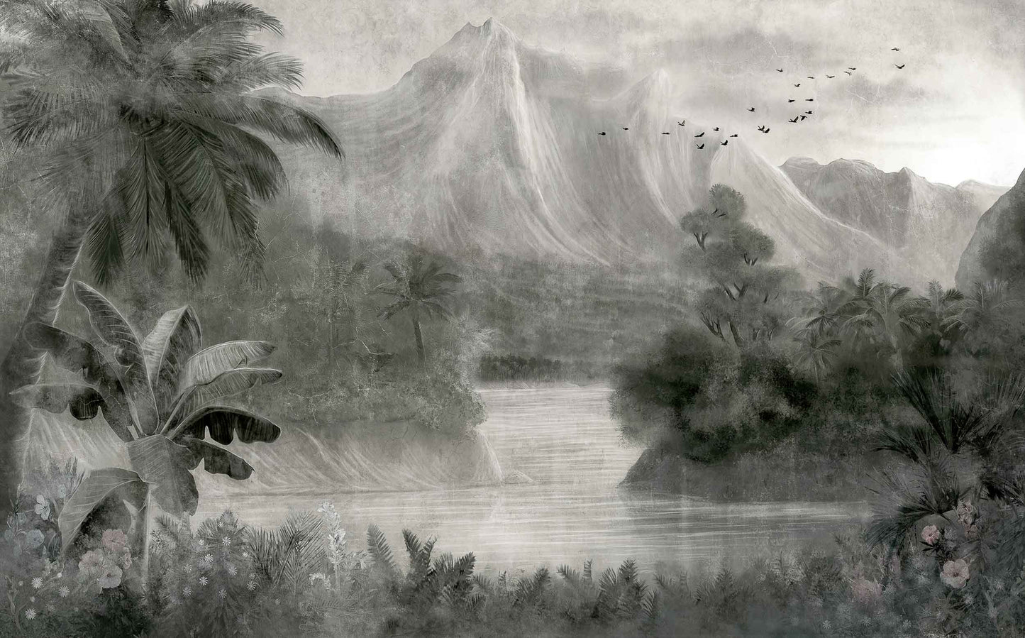 Ilustración de Increíble Paisaje Tonos Grises