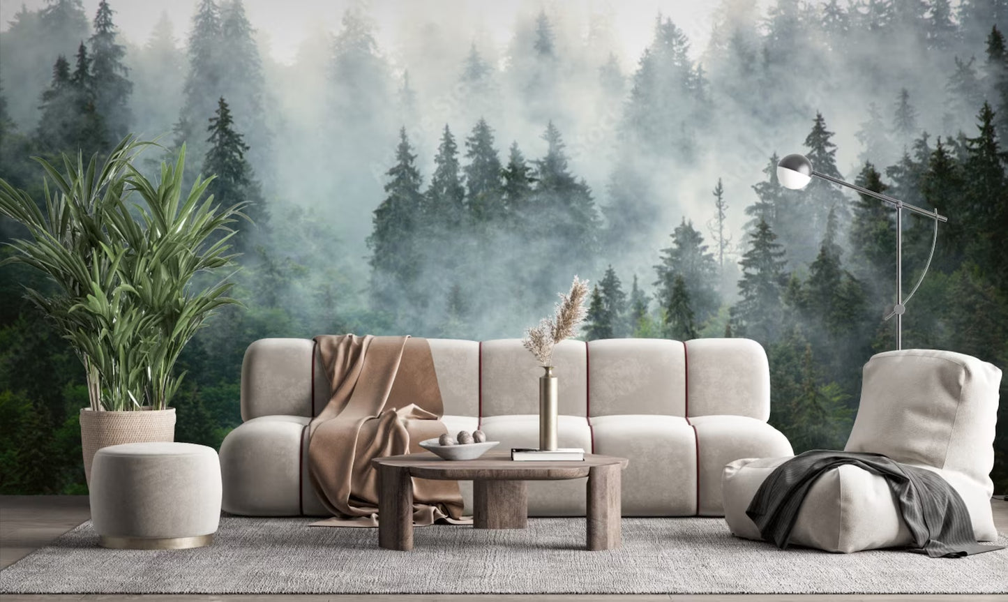 Bosque de Pinos con Neblina