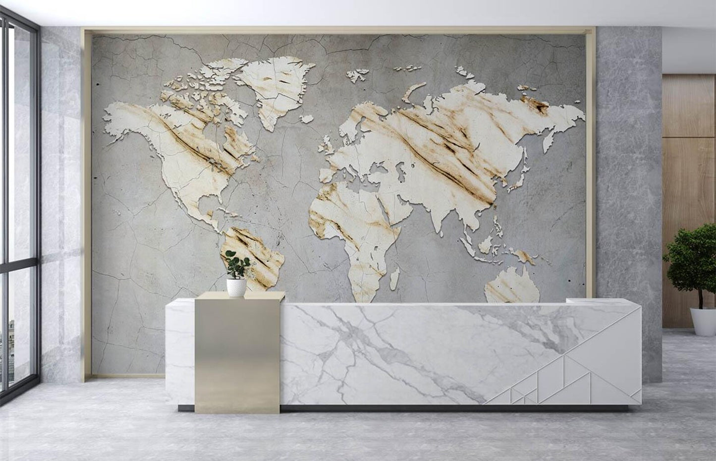 Mapa Mundi Concreto y Mármol