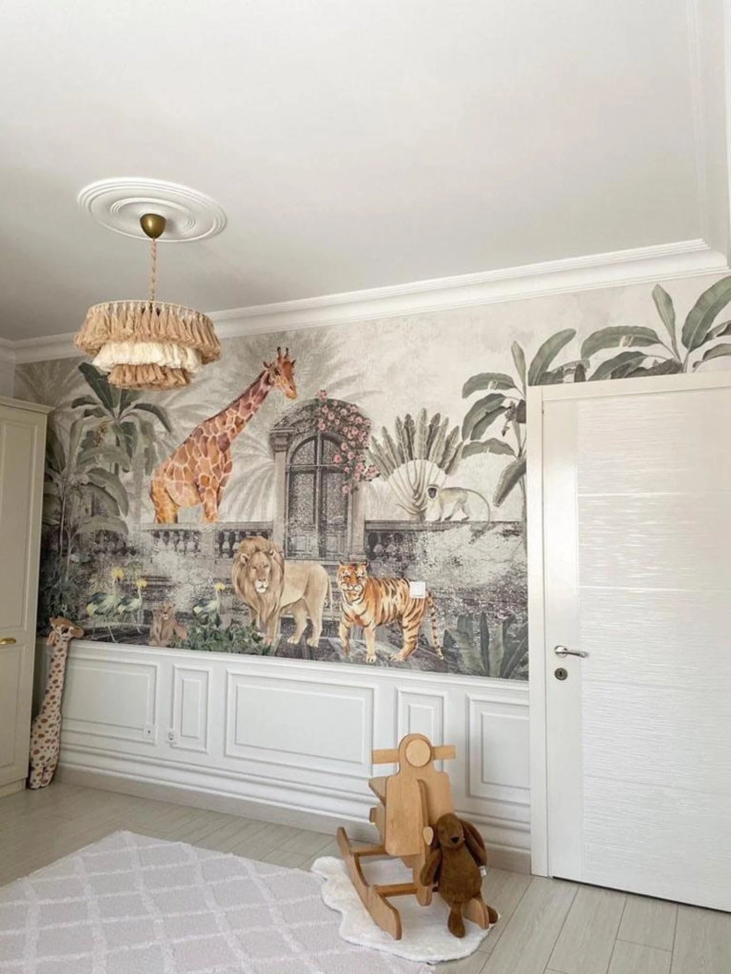 Europrint Wallpaper Monkey, Giraffe, Elephant