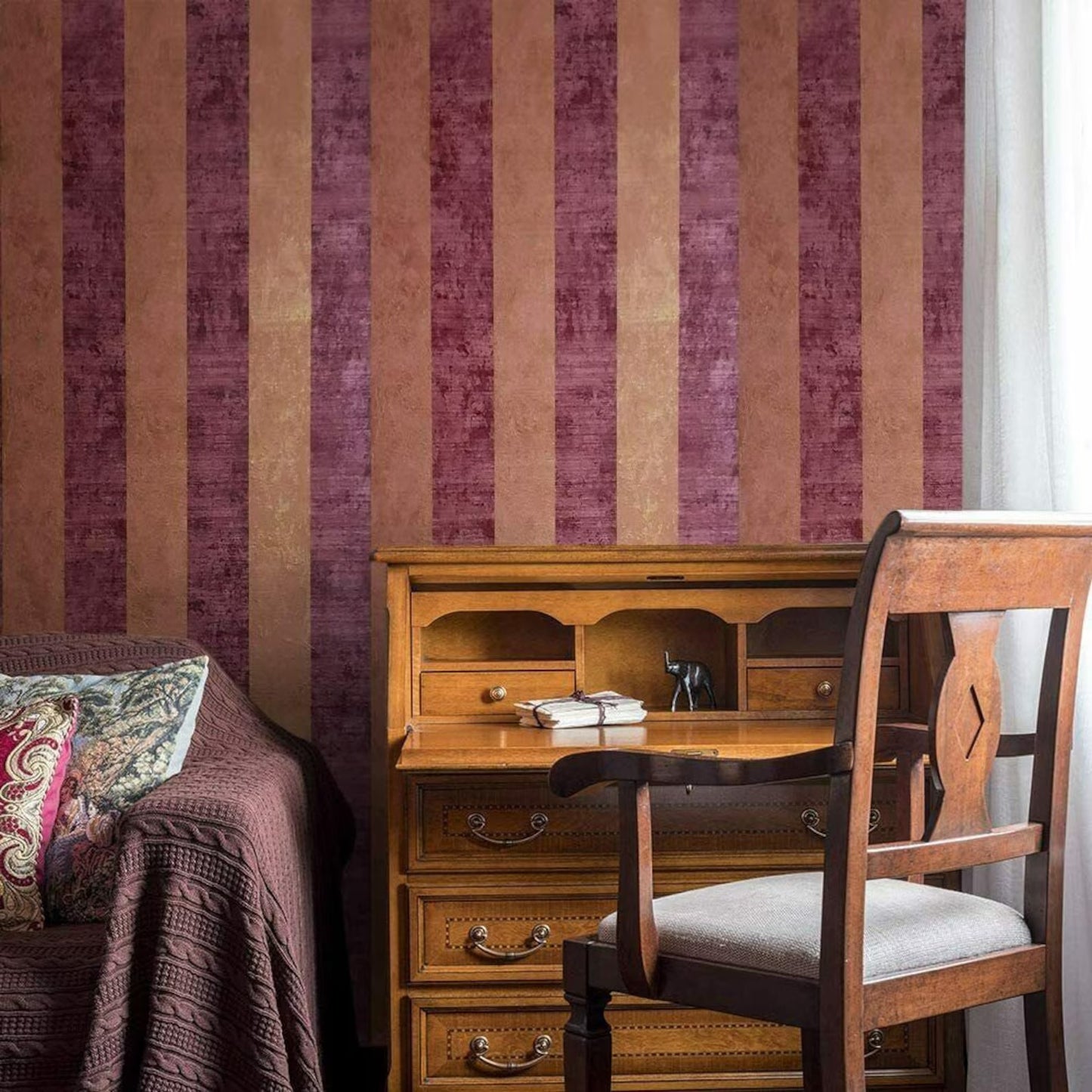 Tapiz Wallpaper Maroon and Vintage Orange