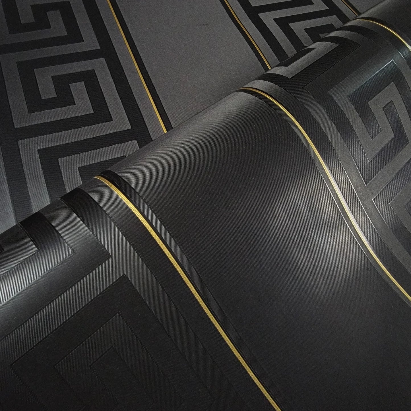 Tapiz Wallpaper Versace Grecas y Líneas - Negro