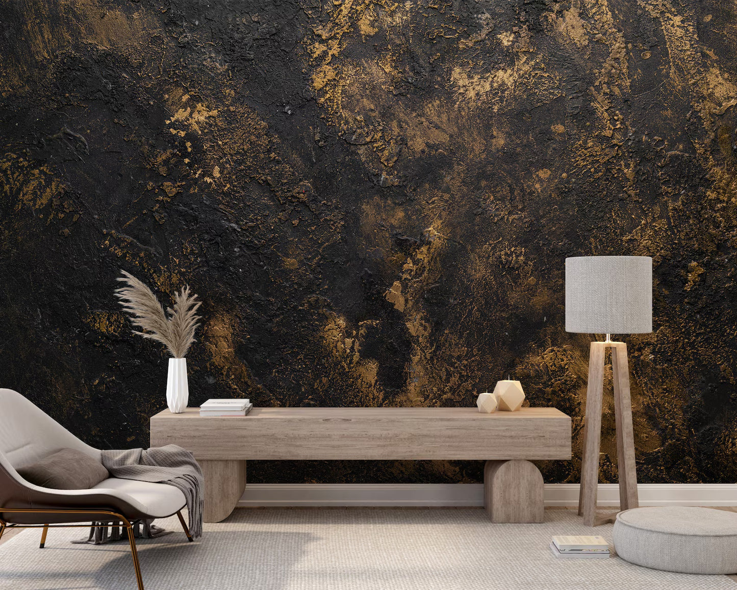Stucco Veneciano Negro y Oro