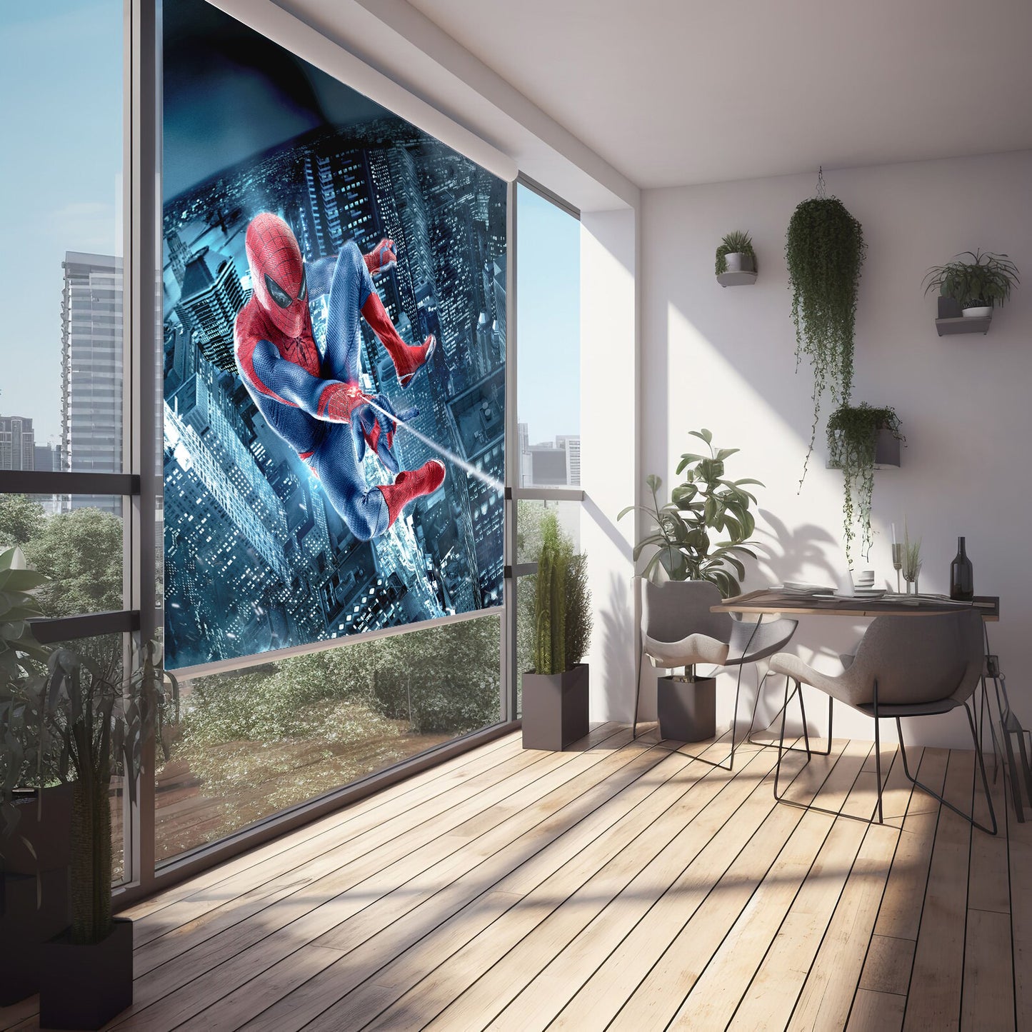 Persiana Enrollable Impresa Spiderman y Edificios