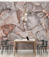 Rose Gold Grey Marbled Wallcovering