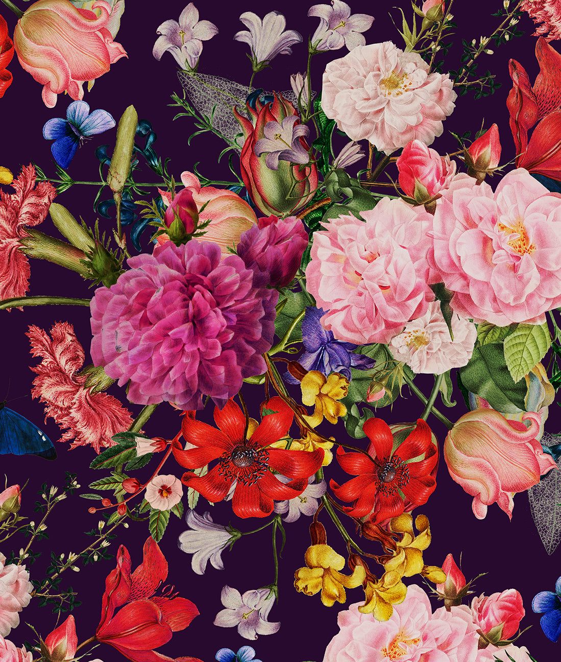 Patrón Continuo Flores Bohemias Retro