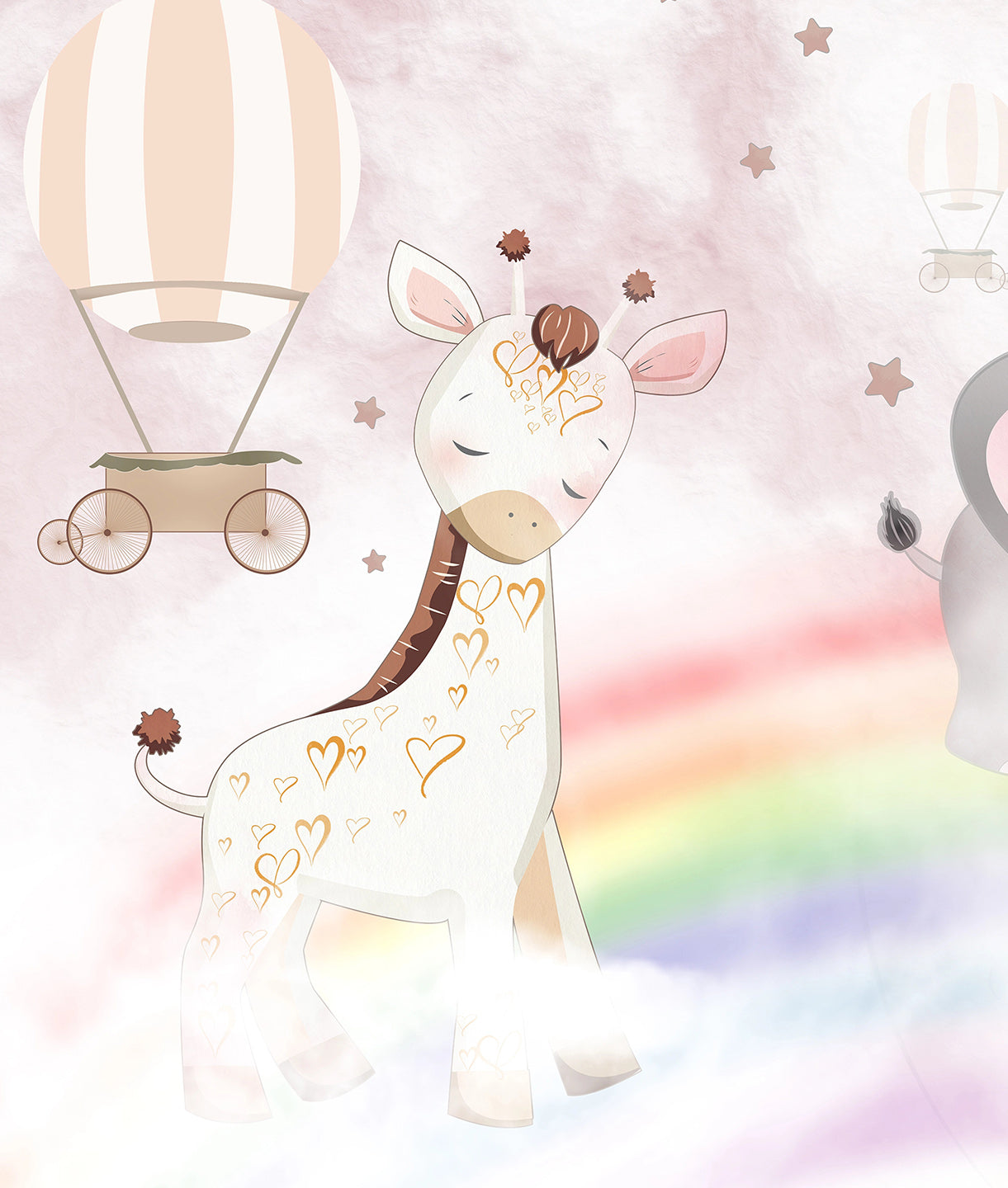 Arcoíris y Animalitos Fondo Rosa