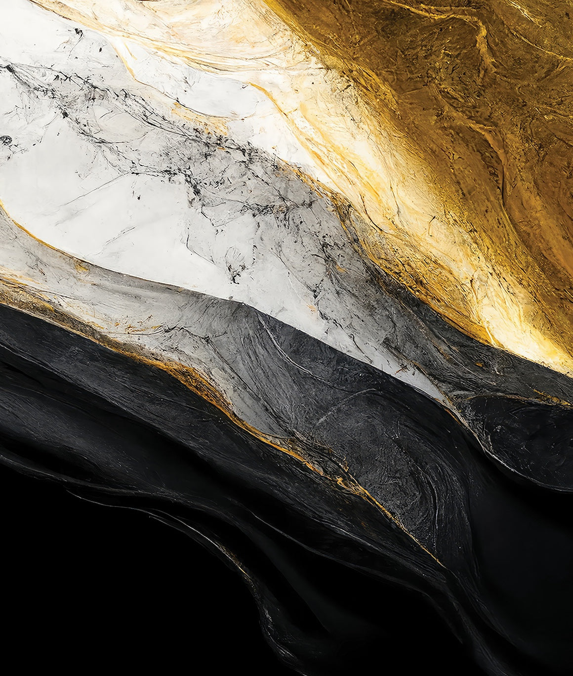 Black, White Gold Marbled