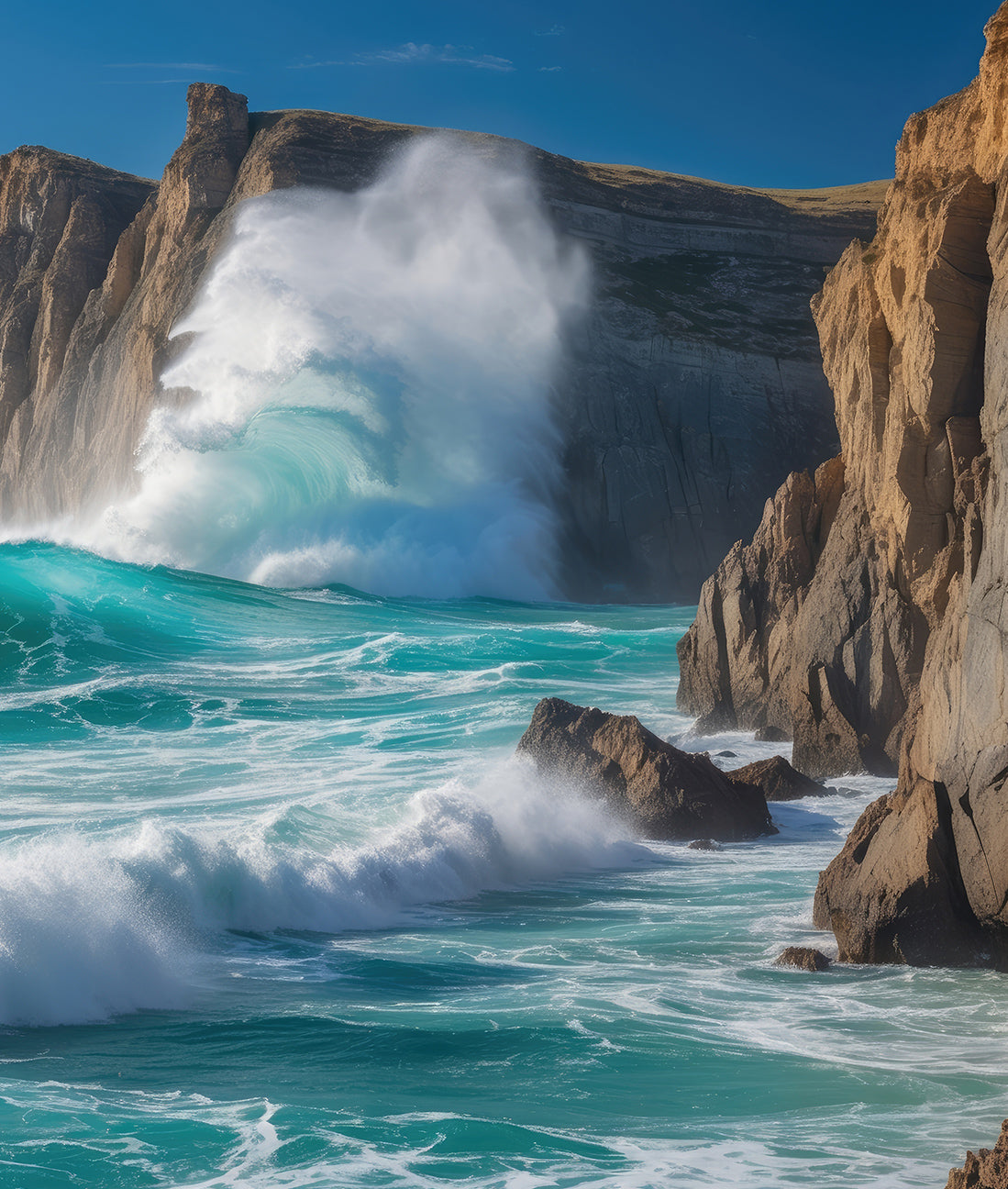 Paisaje Mar, Olas y Rocas