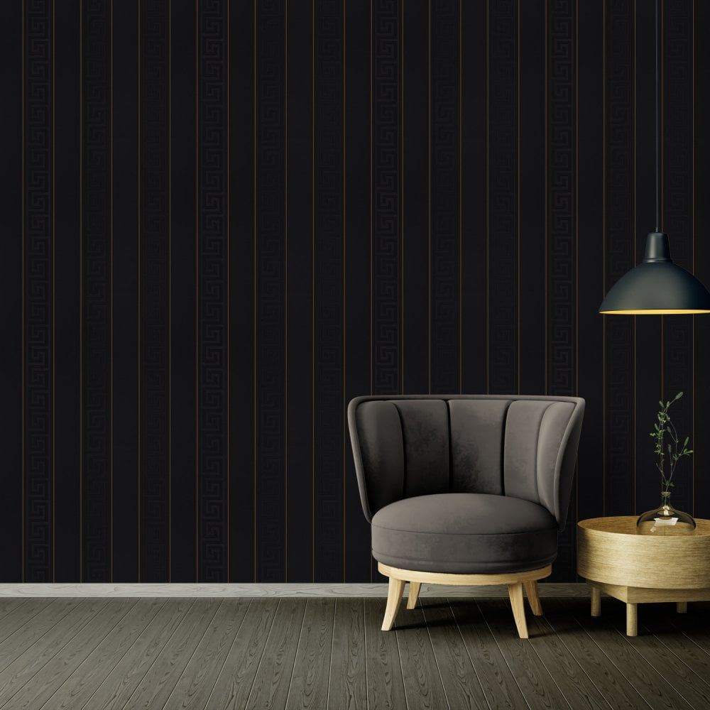 Tapiz Wallpaper Versace Grecas y Líneas - Negro