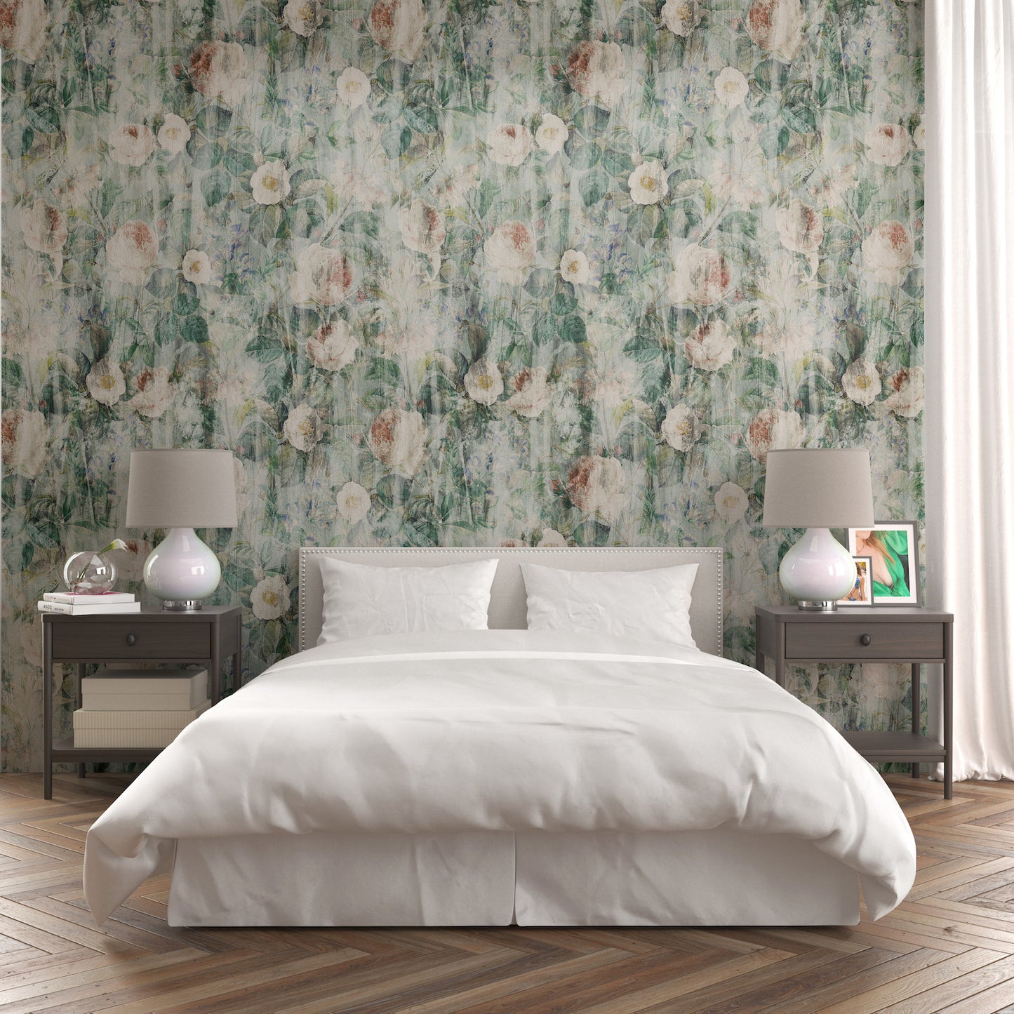 Flores y Plantas Verdes Grunge Desgastadas