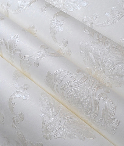 Tapiz Con Textura Damasco en Relieve Milky White