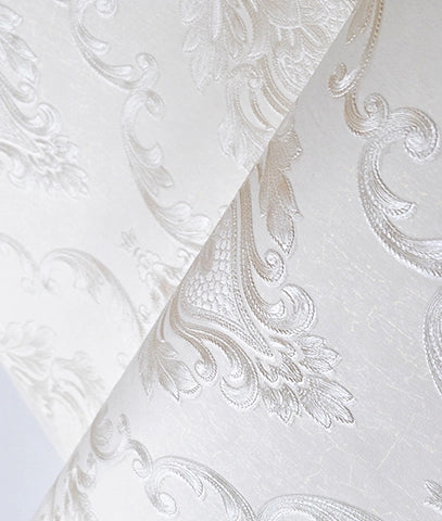 Tapiz Con Textura Damasco en Relieve Milky White