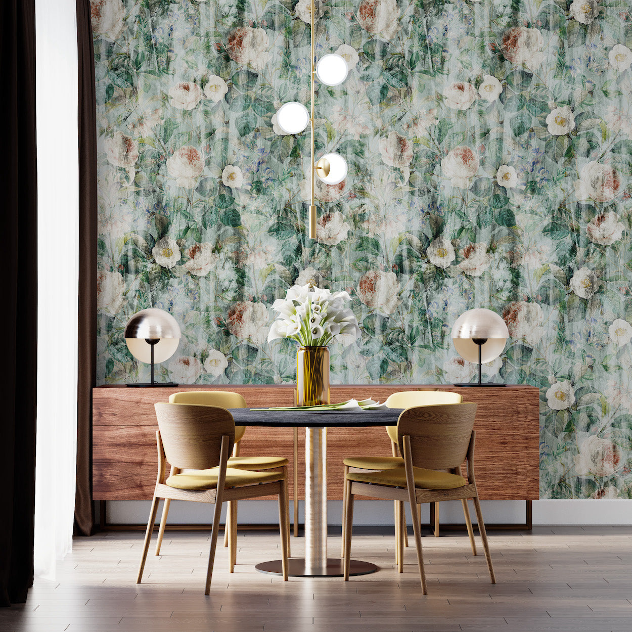 Flores y Plantas Verdes Grunge Desgastadas