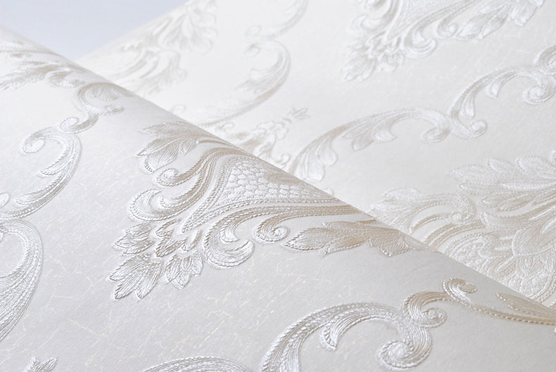 Tapiz Con Textura Damasco en Relieve Milky White