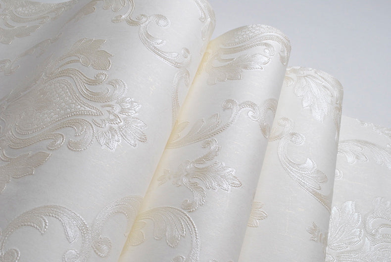 Tapiz Con Textura Damasco en Relieve Milky White