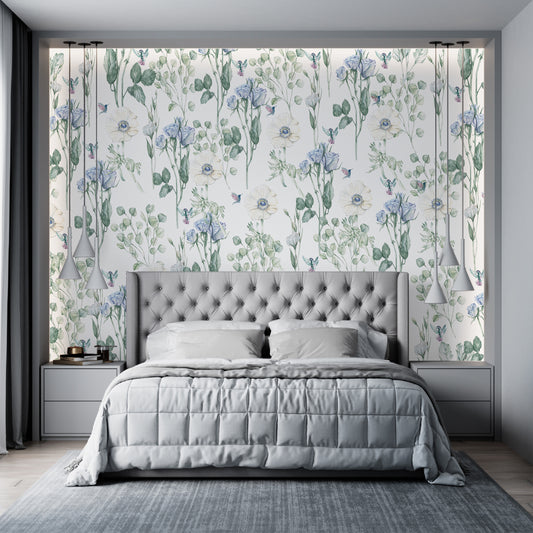 Europrint Rosas Azules y Flores Blancas