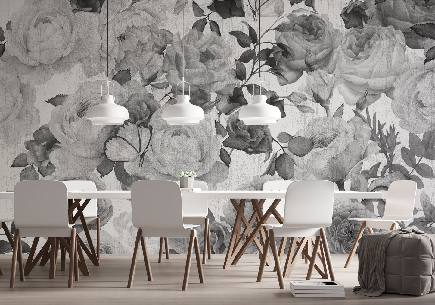 Europrint Rosas Blanco y Negro Efecto Textura