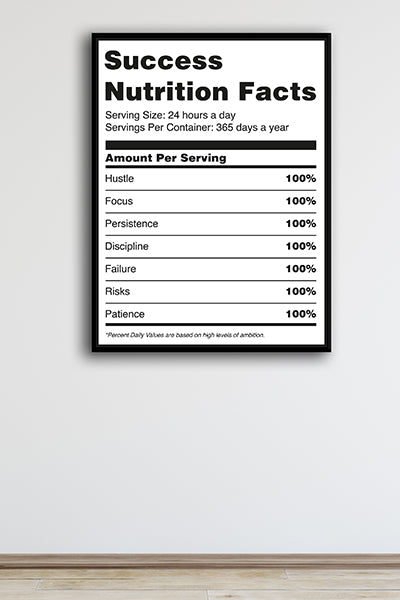 Canvas Motivacional Success Nutrition Facts