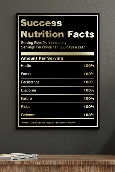 Canvas Motivacional Success Nutrition Facts