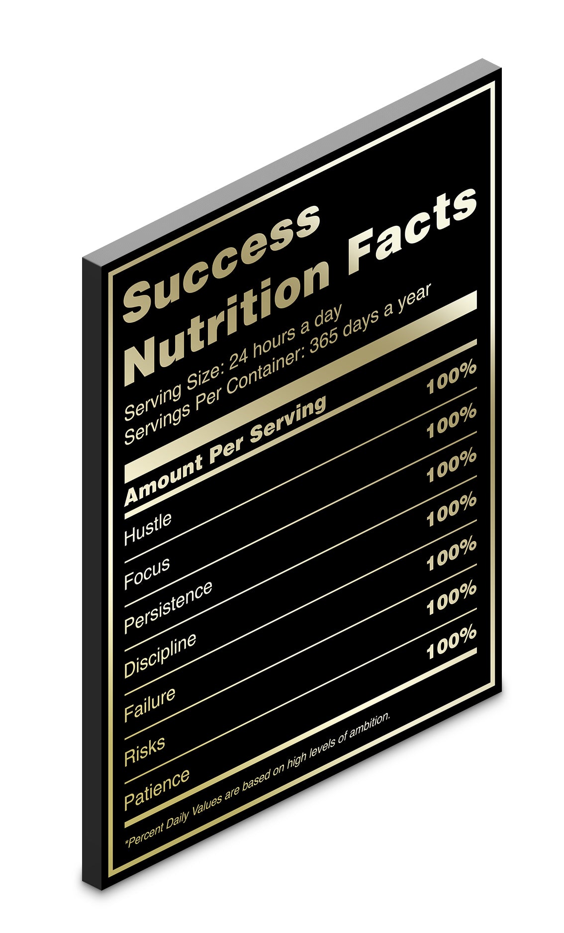 Canvas Motivacional Success Nutrition Facts