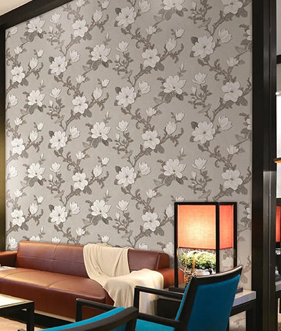 Papel Tapiz Vintage Floral Plata/Dorado