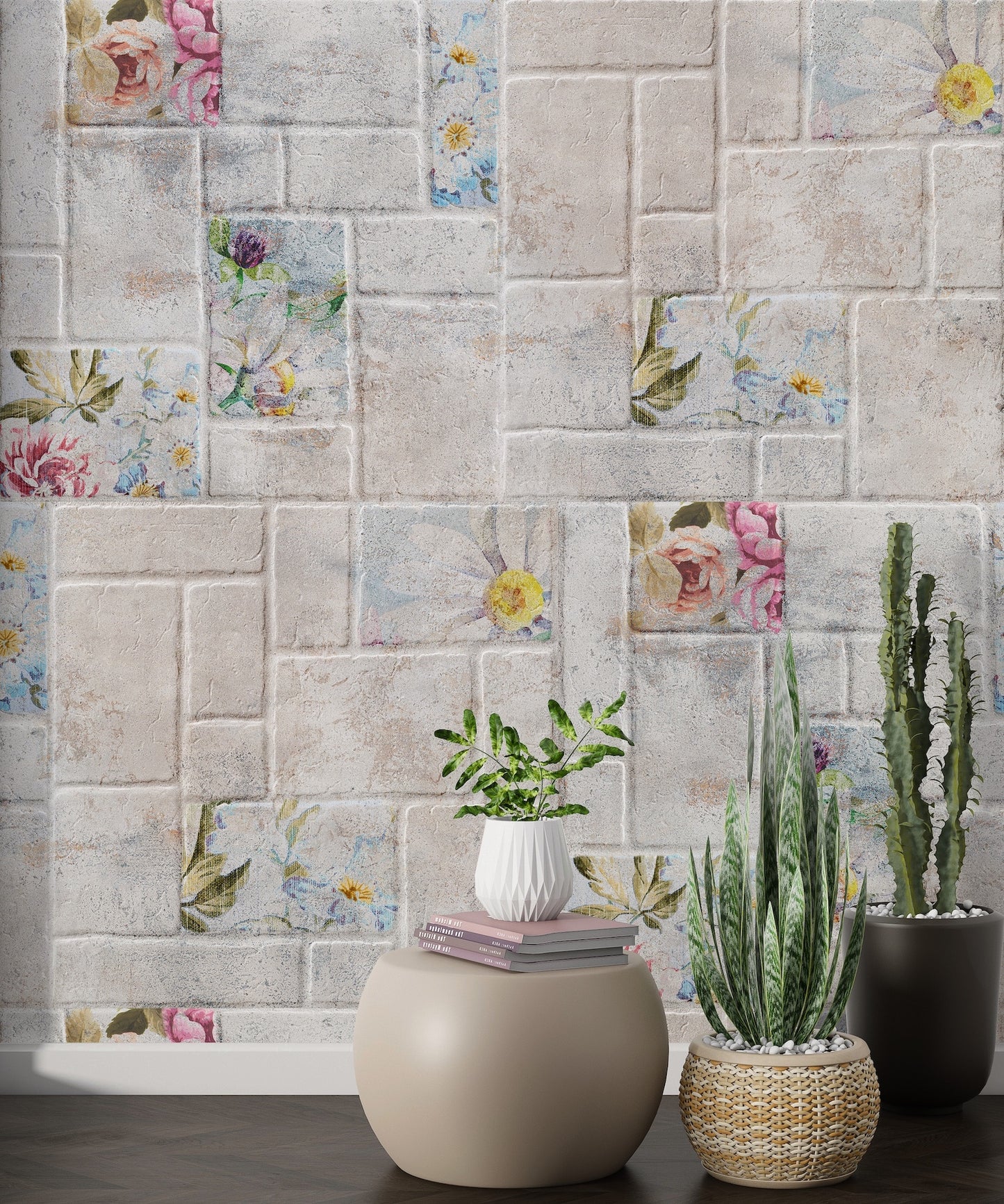Mosaicos Flores Piedra III