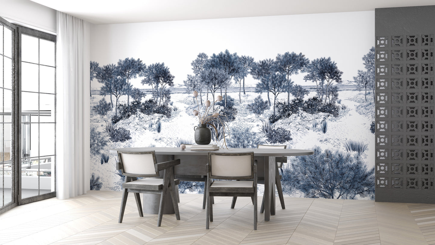 Ilustración Bosque Arboles Arena