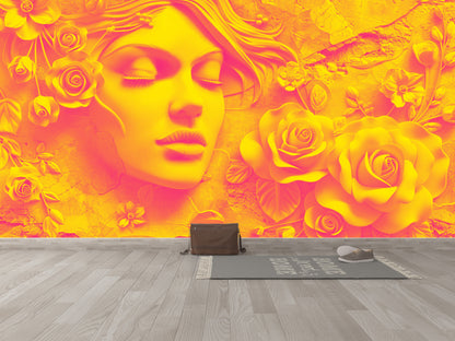 Rostro Dama y Rosas Efecto 3D