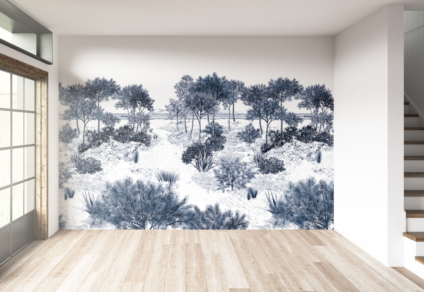 Ilustración Bosque Arboles Arena