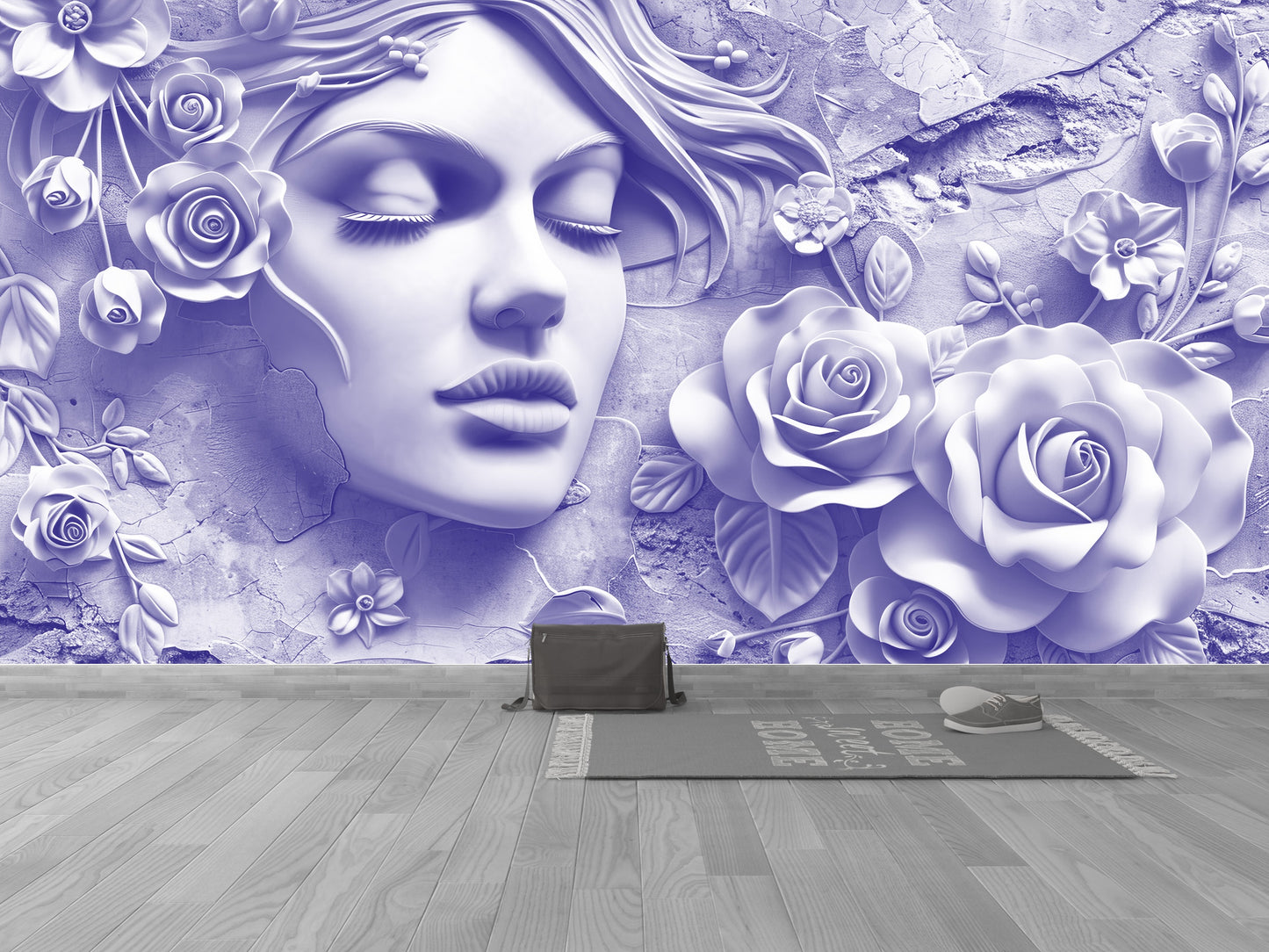 Rostro Dama y Rosas Efecto 3D