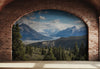 Paisaje Bosque de Pinos y Montañas Nevadas