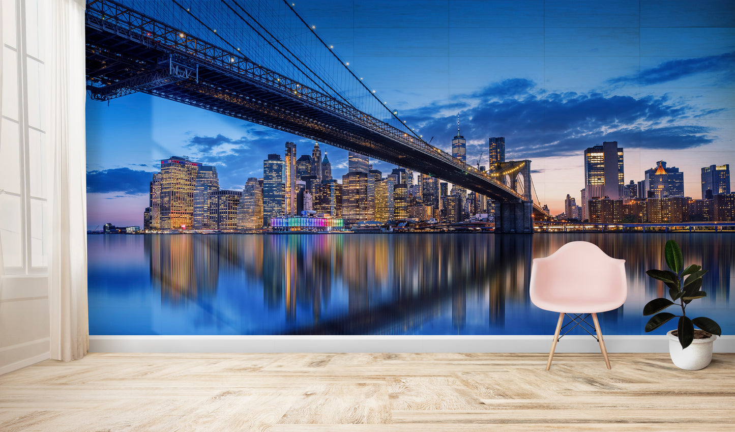 Brooklyn Bridge and New York Skyline