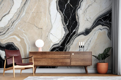 Elegante Mármol Negro Beige Blanco