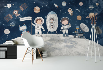 Astronaut Kids Space Moon & Planets Blue