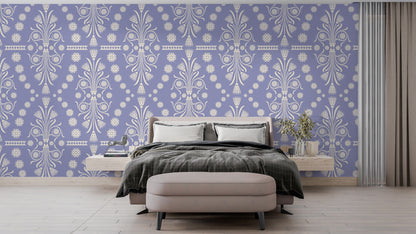 Greca Ornamental Sobre Fondo Lavanda