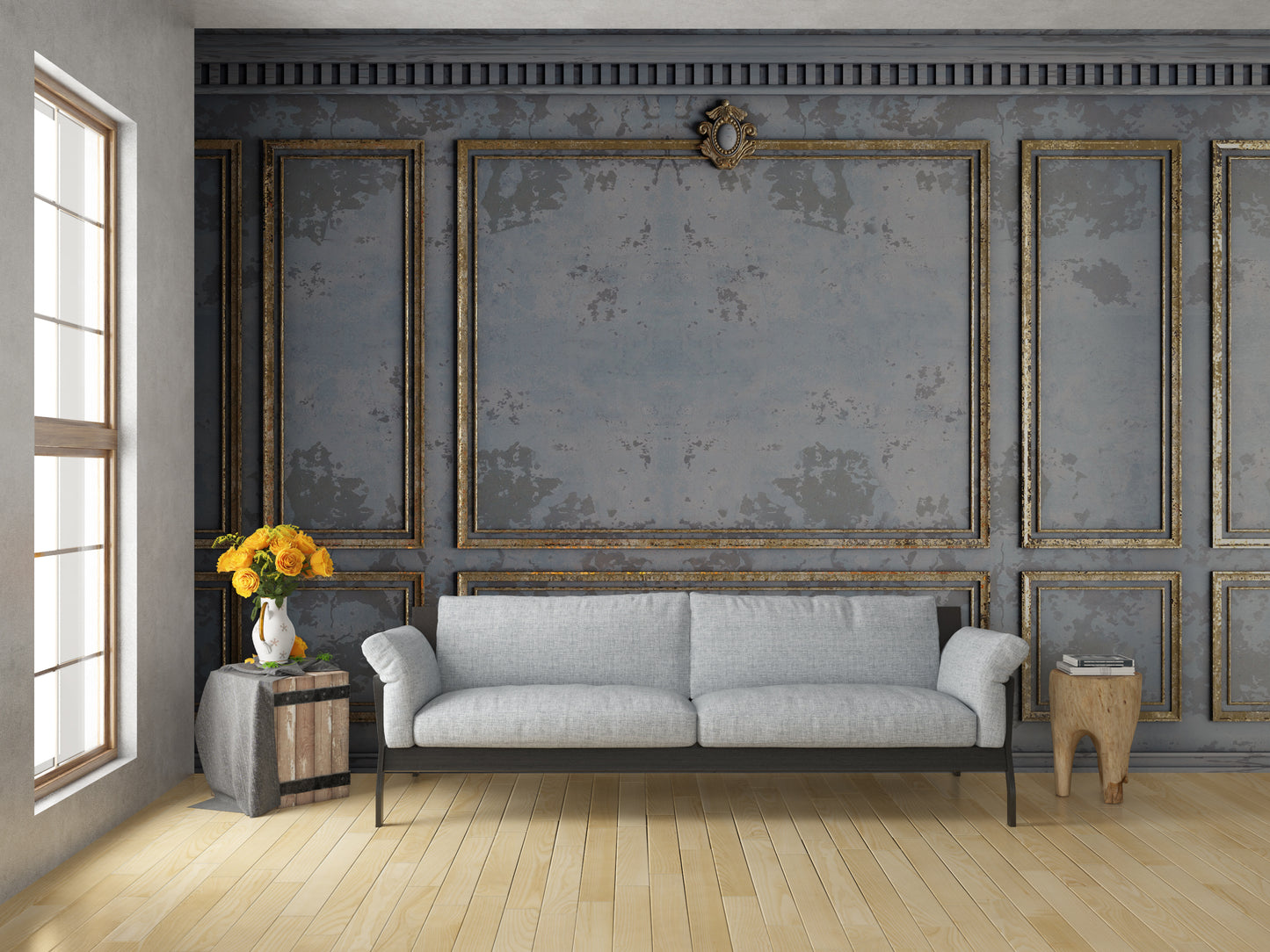 Grunge French Panel - Grey Gold