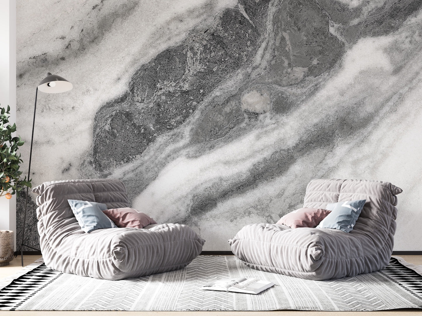 Elegante Mármol Carrara Gris y Blanco