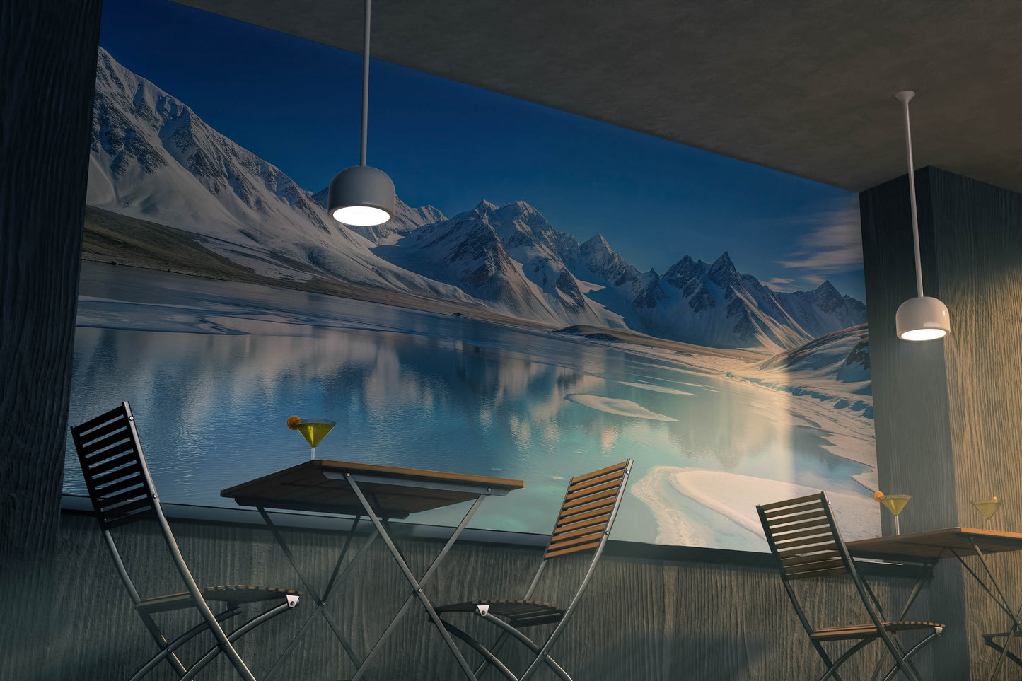 Montañas Nevadas y Lago