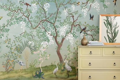 Artistic Oriental Tree with Birds