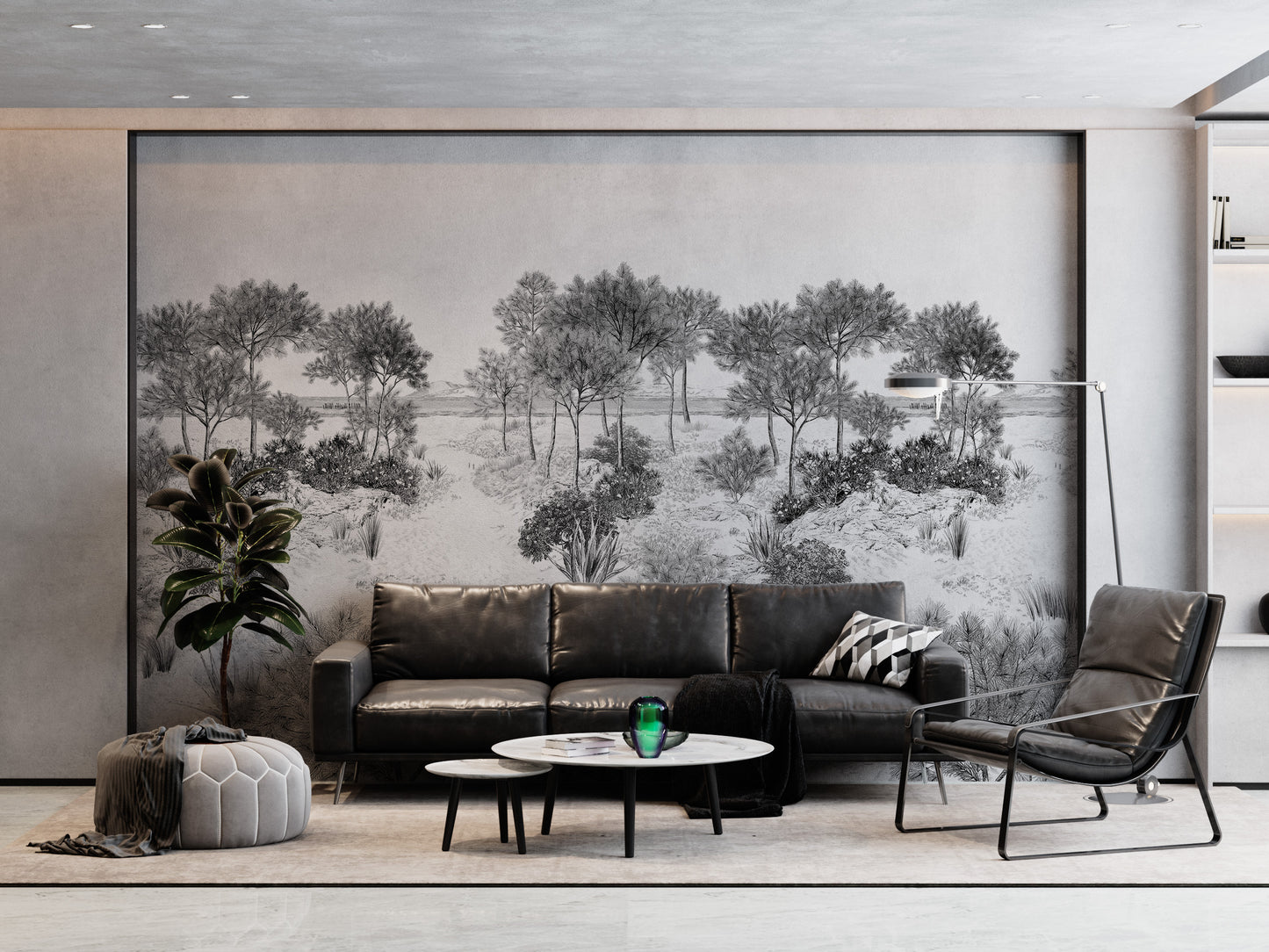 Ilustración Bosque Arboles Arena