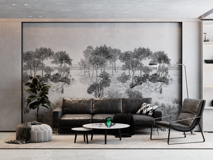 Ilustración Bosque Arboles Arena