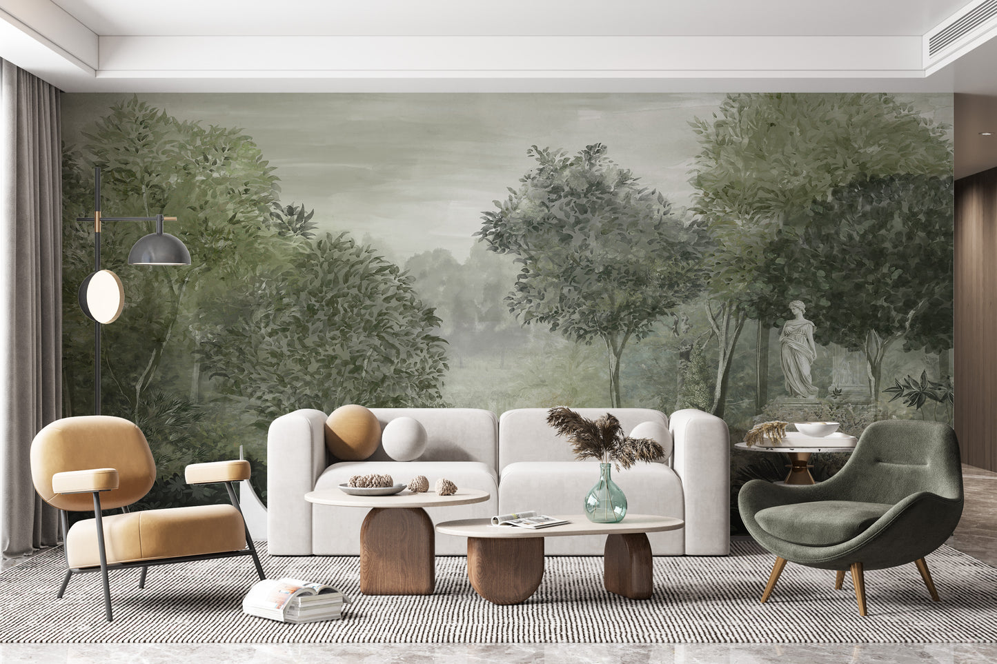 Pintura Fresco Estatua en Jardín