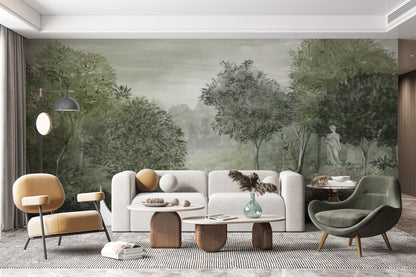 Pintura Fresco Estatua en Jardín
